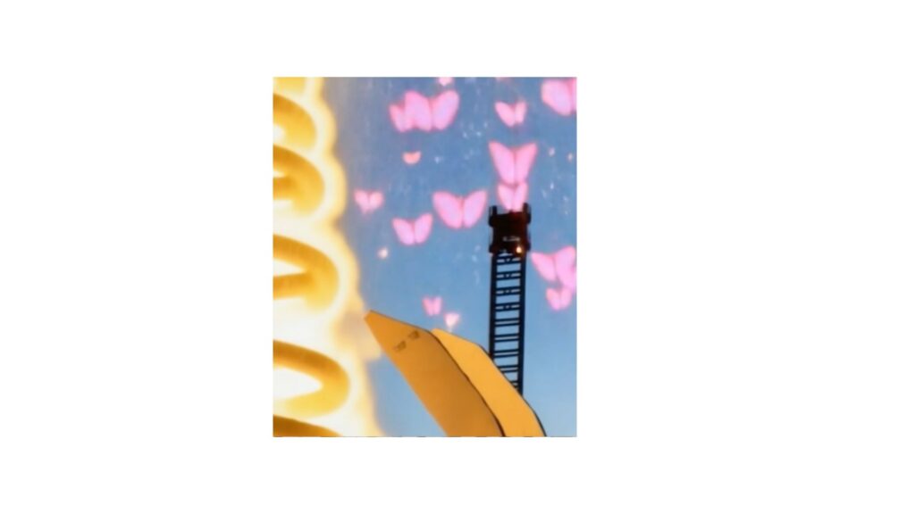 fragment vuur roze vlinders en sterren Steelhenge